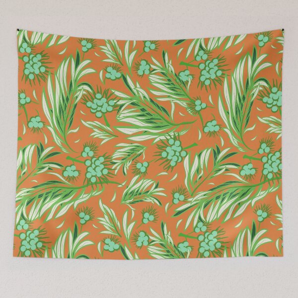 Item preview, Palm Branch, Green on orange background designed and sold by Alex  Blud.