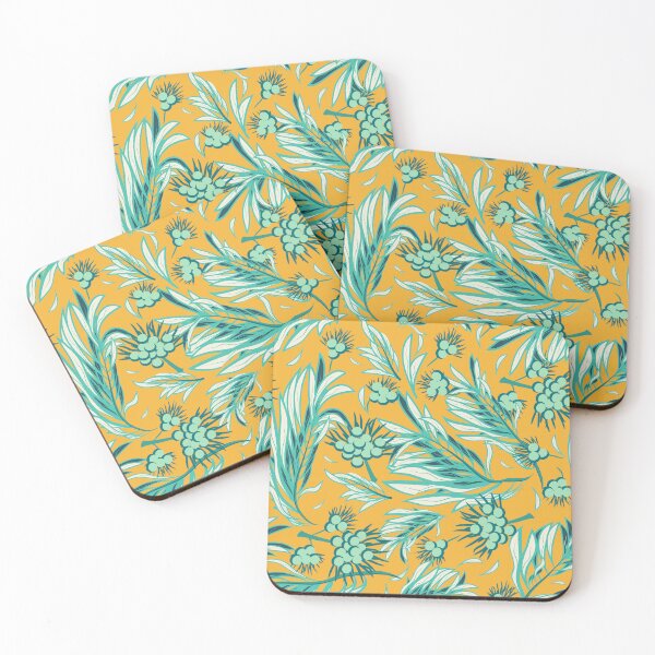 Item preview, Palm Branch, Emerald on yellow background designed and sold by Alex  Blud.