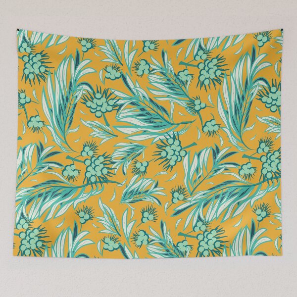 Item preview, Palm Branch, Emerald on yellow background designed and sold by Alex  Blud.