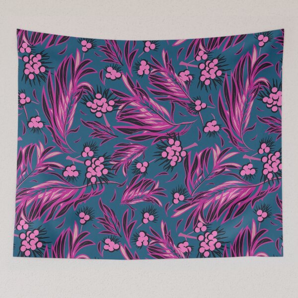Item preview, Palm Branch, Pink on blue background designed and sold by Alex  Blud.