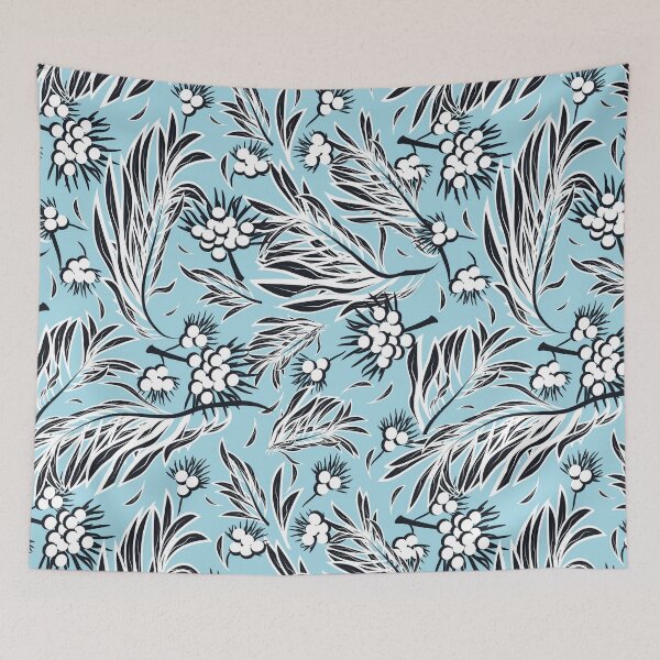 Item preview, Palm Branch, Black on light blue background designed and sold by Alex  Blud.