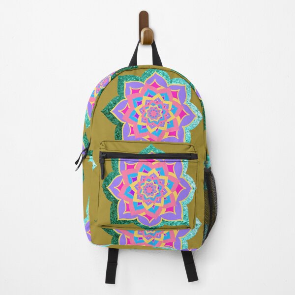 Item preview, Gorgeous Glitter Mandala Hand Drawn Green Pink Purple Yellow Blue designed and sold by Victoria Rose.