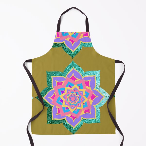 Item preview, Gorgeous Glitter Mandala Hand Drawn Green Pink Purple Yellow Blue designed and sold by Victoria Rose.