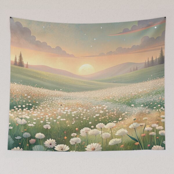 Item preview, aesthetic whimsical pastel daisy flower garden meadow designed and sold by rlav123.