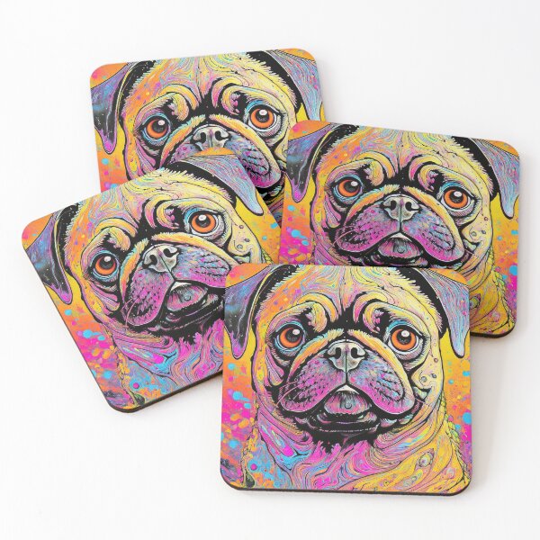 Item preview, Pug Dog Colourful Marbled Pet Portrait designed and sold by Adam Regester.