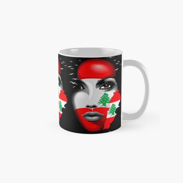 Lebanon Flag and Map on girl's face Classic Mug