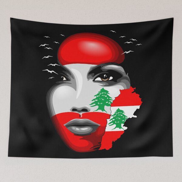 Item preview, Lebanon Flag and Map on girl's face designed and sold by BluedarkArt.
