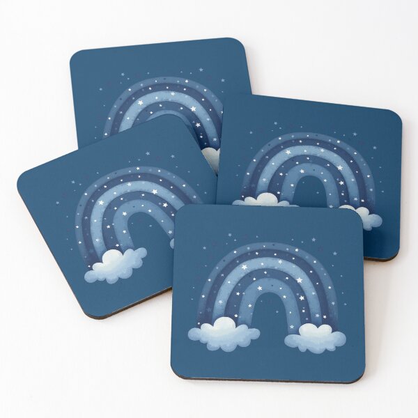 Aperçu de l'œuvre Arc-en-ciel aux teintes bleues avec des étoiles scintillantes créée et vendue par ThreeftlyPicks.