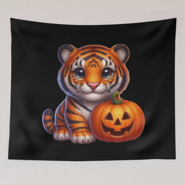 Item preview, The mischievous tiger and his enchanted pumpkin designed and sold by AmigosFurEver.