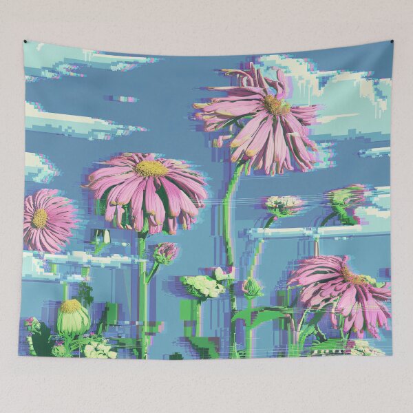 Item preview, Glitch Art Style With Aster, Solidago And Limonium Flowers designed and sold by pixelplaza.