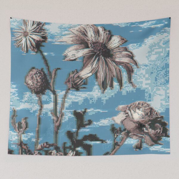 Item preview, Glitch Art Style With Aster, Solidago And Limonium Flowers designed and sold by pixelplaza.