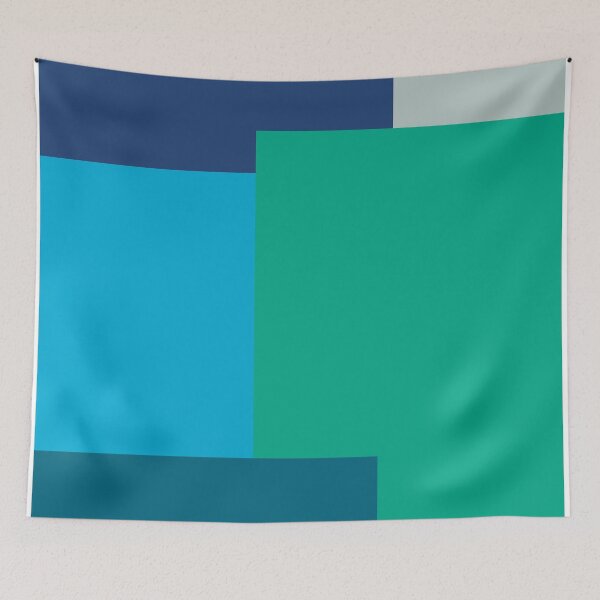 Item preview, Minimalist Abstract Geometric Color Block Blue Green designed and sold by Jeallan Designs.