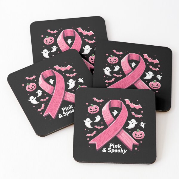 Item preview, Pink and Spooky Halloween Breast Cancer Awareness Ghosts designed and sold by belarb.