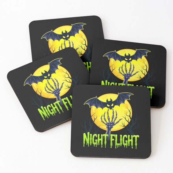 Item preview, "NIGHT FLIGHT" Funny Skeleton Hand Booping Bat Under Moon Halloween T-Shirt designed and sold by AI-volution.