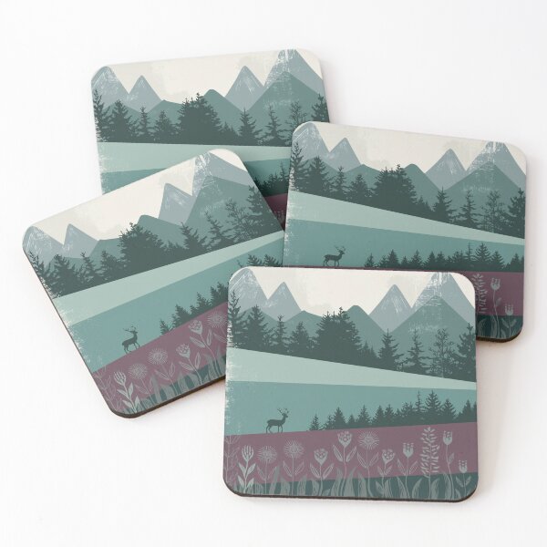 Item preview, Paisaje de ciervos de naturaleza salvaje, serenidad de la naturaleza: arte paisajístico estilizado designed and sold by Angie-Atelier.