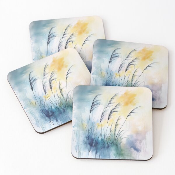 Item preview, Windblown Grasses - Abstract Watercolor Landscape designed and sold by solynneart.