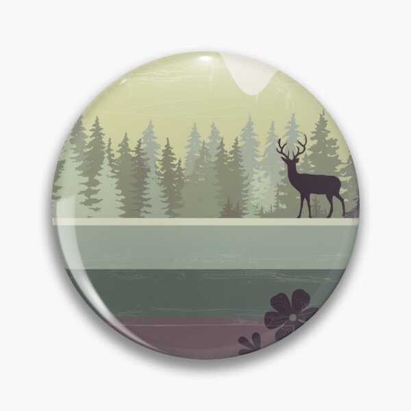 Item preview, Landscape with the deer - Stylized Nature Art designed and sold by Angie-Atelier.