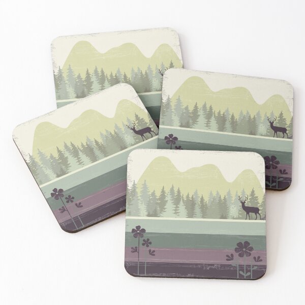 Item preview, Landscape with the deer - Stylized Nature Art designed and sold by Angie-Atelier.