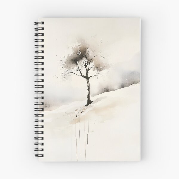 Item preview, Solitary Tree in Snow - Minimalist Watercolor Landscape designed and sold by solynneart.