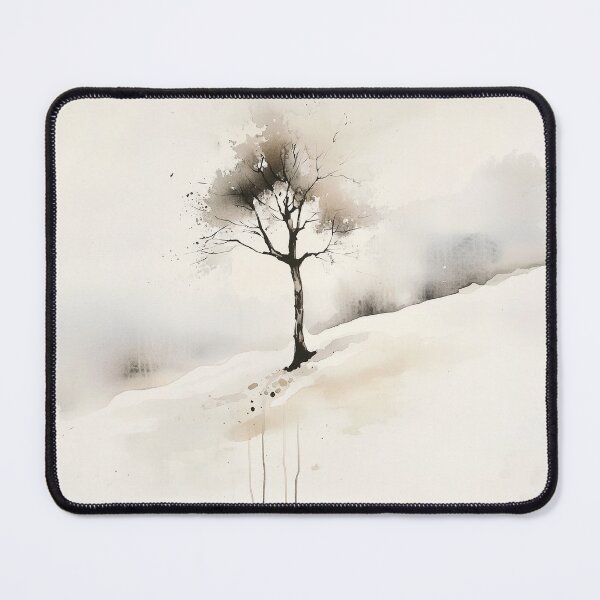Item preview, Solitary Tree in Snow - Minimalist Watercolor Landscape designed and sold by solynneart.