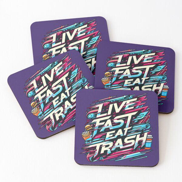 Item preview, Live Fast Eat Trash, typography designed and sold by maxmaj.