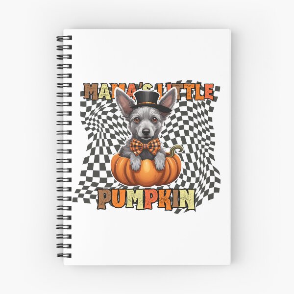 Item preview, "Mama's Little Pumpkin" - Mudi in Halloween Pumpkin with Checkered Background designed and sold by GoodyPaws.