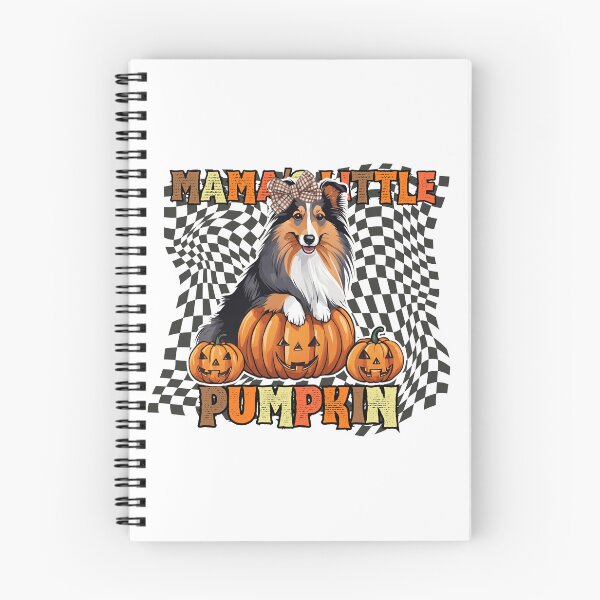 Item preview, "Mama's Little Pumpkin" - Sheltie in Halloween Pumpkin with Checkered Background designed and sold by GoodyPaws.
