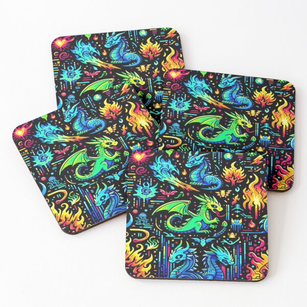 Item preview, Neon Dragon Cartoon Faces designed and sold by Imaginarium of Chaos falcon88 .