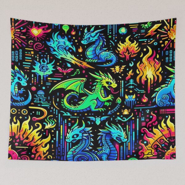 Item preview, Neon Dragon Cartoon Faces designed and sold by Imaginarium of Chaos falcon88 .