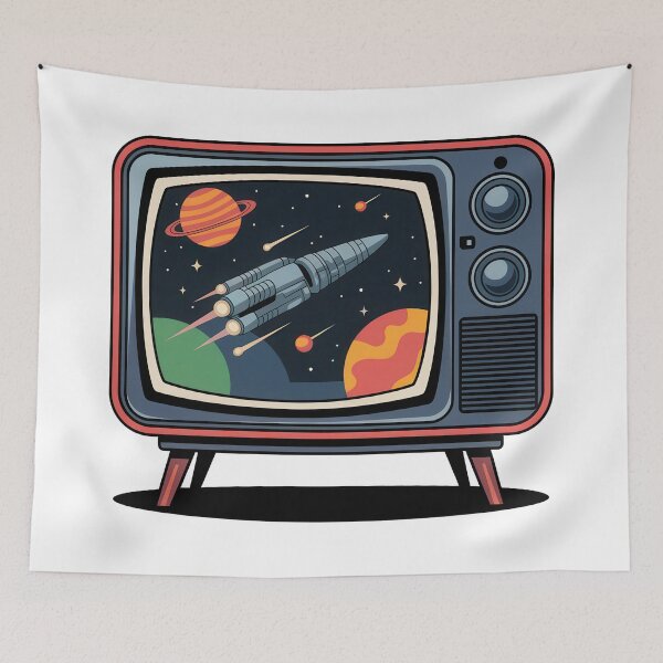 Item preview, Retro Rocket TV designed and sold by Angry Swan Designs.