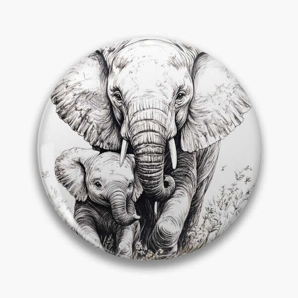 Item preview, Black and White Elephant pencil drawing designed and sold by Pencil-Art.