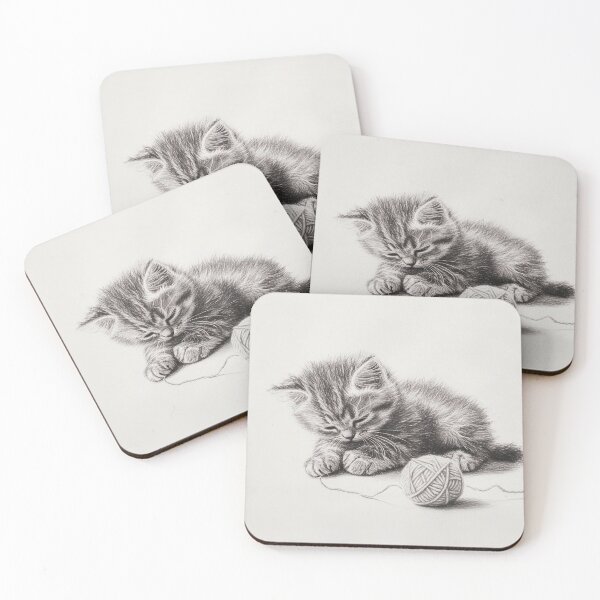Item preview, Black and white cat pencil drawing designed and sold by Pencil-Art.