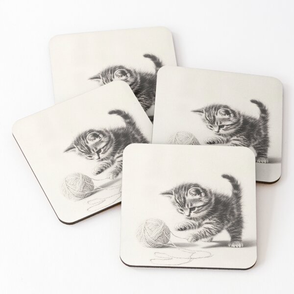 Item preview, Black and white cat pencil drawing designed and sold by Pencil-Art.