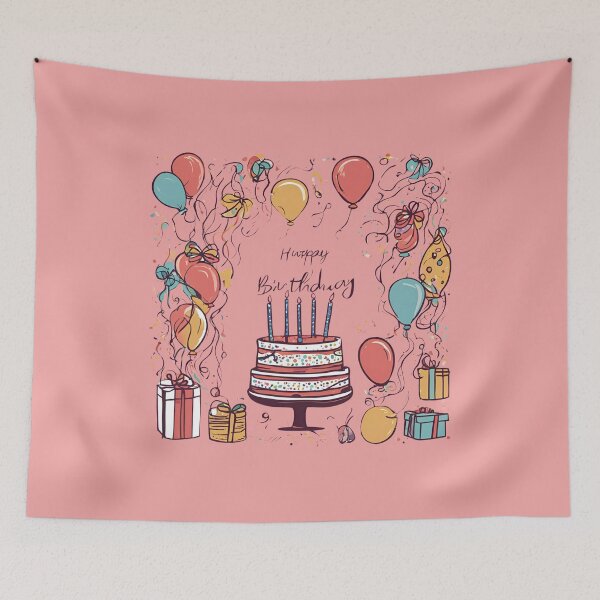 Item preview, Happy Birthday Cake Ballons Gift Flowers designed and sold by Design_Your_Day.
