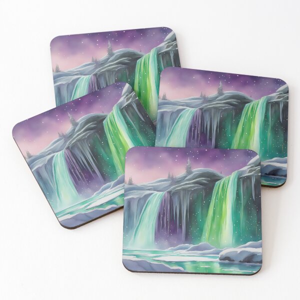 Item preview, Green Ice Waterfall with Purple Sky designed and sold by CalmnessbyChoice.