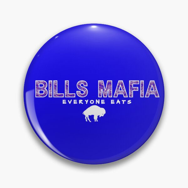 Artikelvorschau, Bills Mafia - Everyone Eats in blau mit weißem stehenden Büffel mit minimalistischer Handschrift entworfen und verkauft von DesignCollectiv.