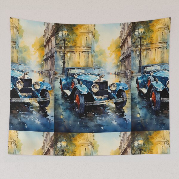 Item preview, Vintage Luxury Car on a Misty City Street designed and sold by RevUpDesign.