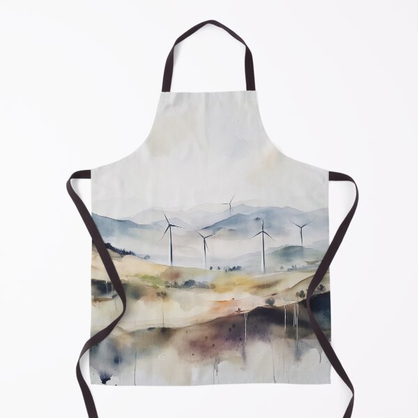 Item preview, Windmills in Rolling Hills - Watercolor Landscape designed and sold by solynneart.