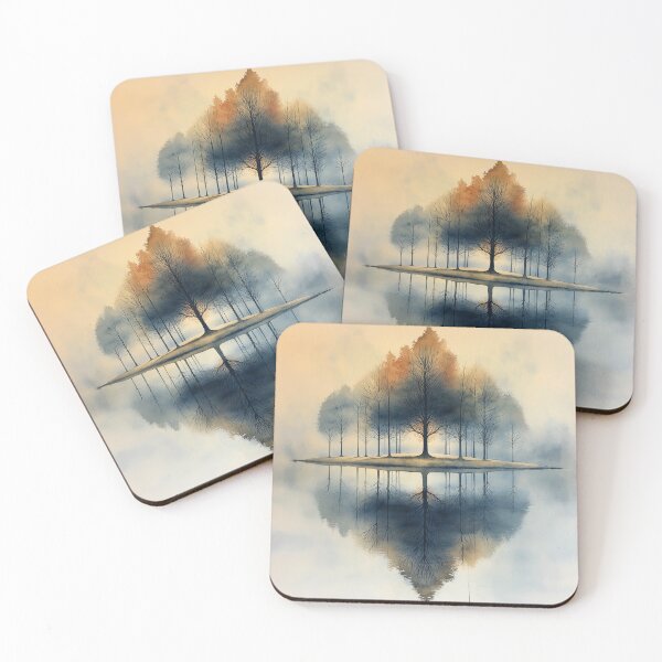Item preview, Symmetry in Stillness - Reflective Watercolor Landscape designed and sold by solynneart.
