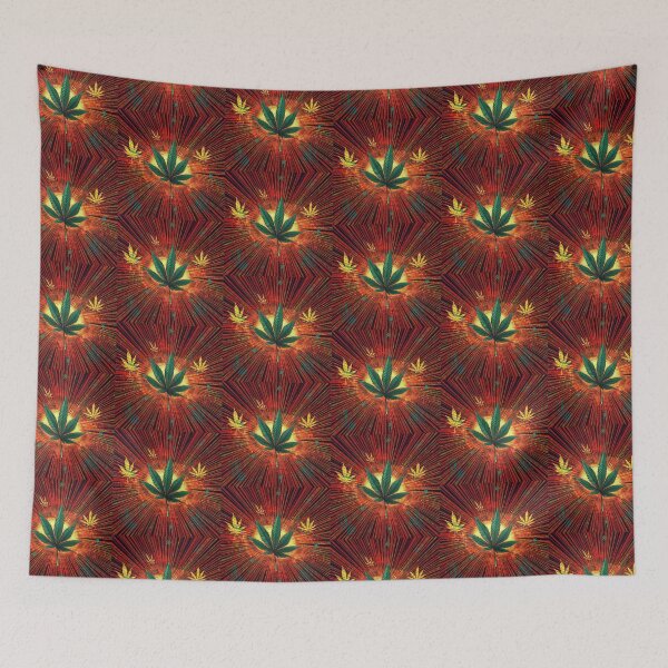 Item preview, Unique Marijuana Leaves - Vibrant Fall Color streaks - Pattern designed and sold by JLEmporium.