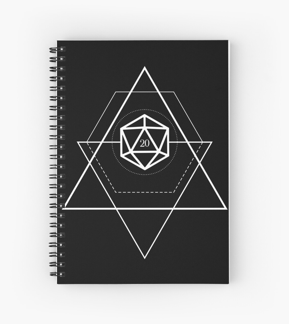 &quot;D20 Dice Sacred Symbols Tabletop RPG Gaming&quot; Spiral Notebook by