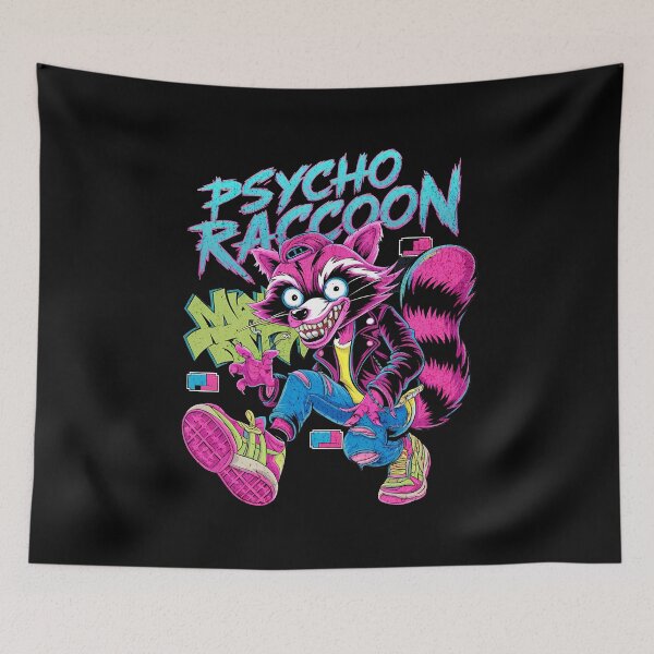 Item preview, Psycho Pink Raccoon - Retro 90s Bootleg Madness designed and sold by OwlWorks.