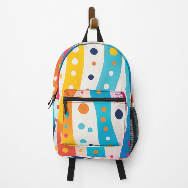Item preview, A whimsical pattern featuring polka dots and waves strips in bright, cheerful colors. designed and sold by HEMRO.