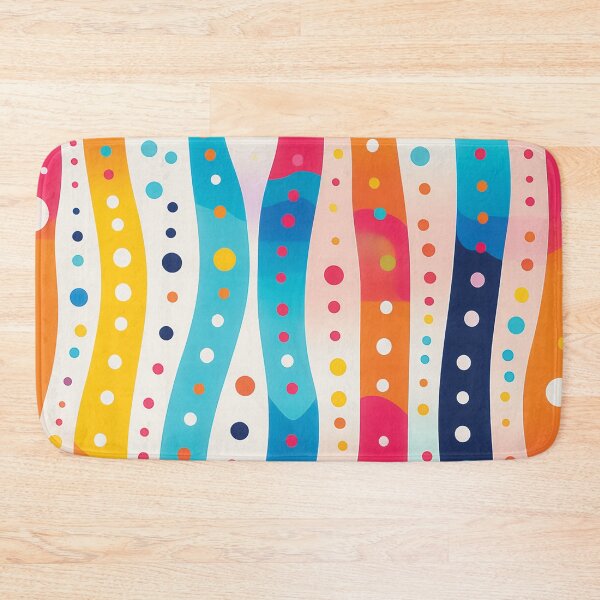 Item preview, A whimsical pattern featuring polka dots and waves strips in bright, cheerful colors. designed and sold by HEMRO.