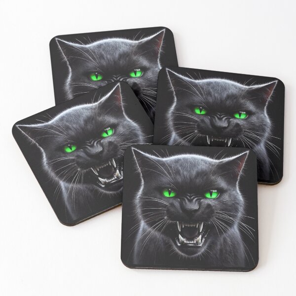 Item preview, Snarling Black Cat with Green Eyes designed and sold by Sunrise427.