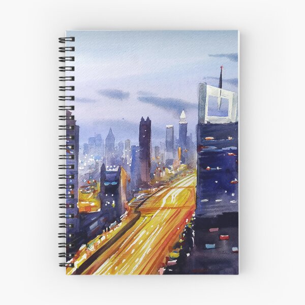 Item preview, watercolor night city from top view designed and sold by SamirArt.