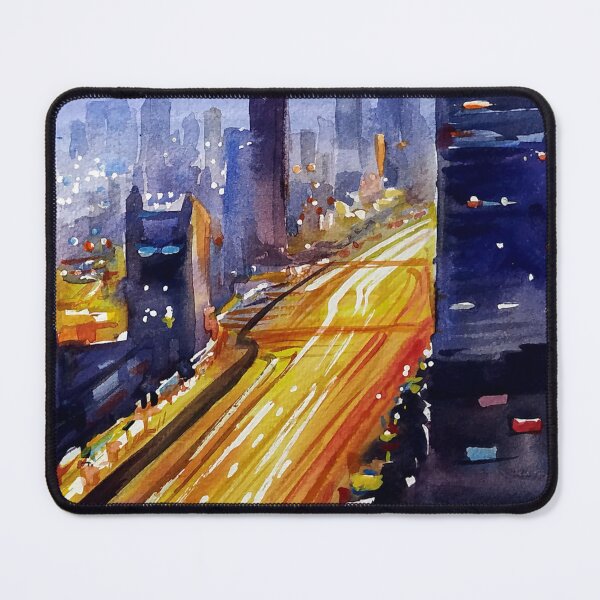 Item preview, watercolor night city from top view designed and sold by SamirArt.