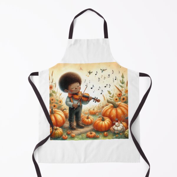 Item preview, Boy Playing Violin in Pumpkin Patch with Music Notes designed and sold by ElegantTeaTime.