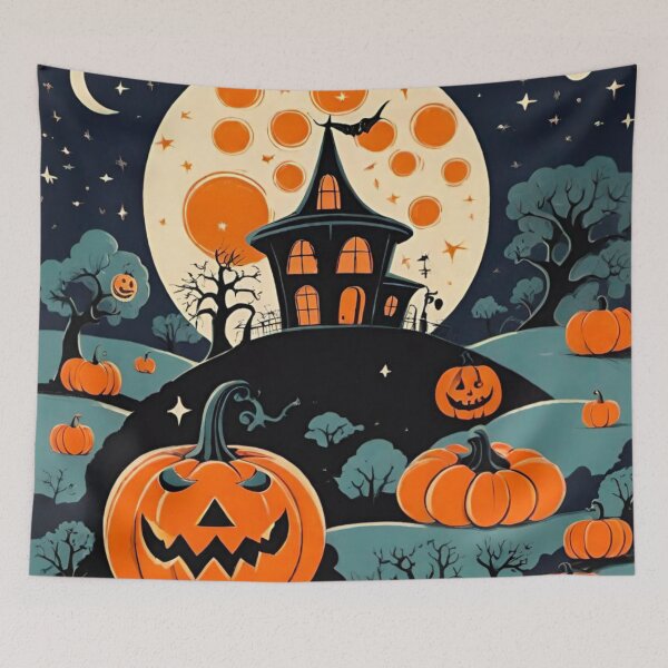Item preview, Eerie Pumpkin Scene on Halloween Night designed and sold by GrizzlyCollective.