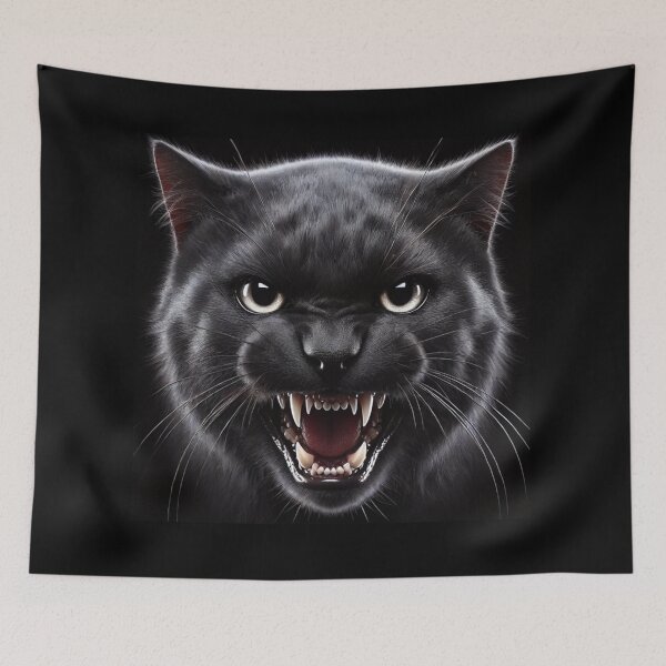 Item preview, Snarling Black Cat with White Eyes designed and sold by Sunrise427.